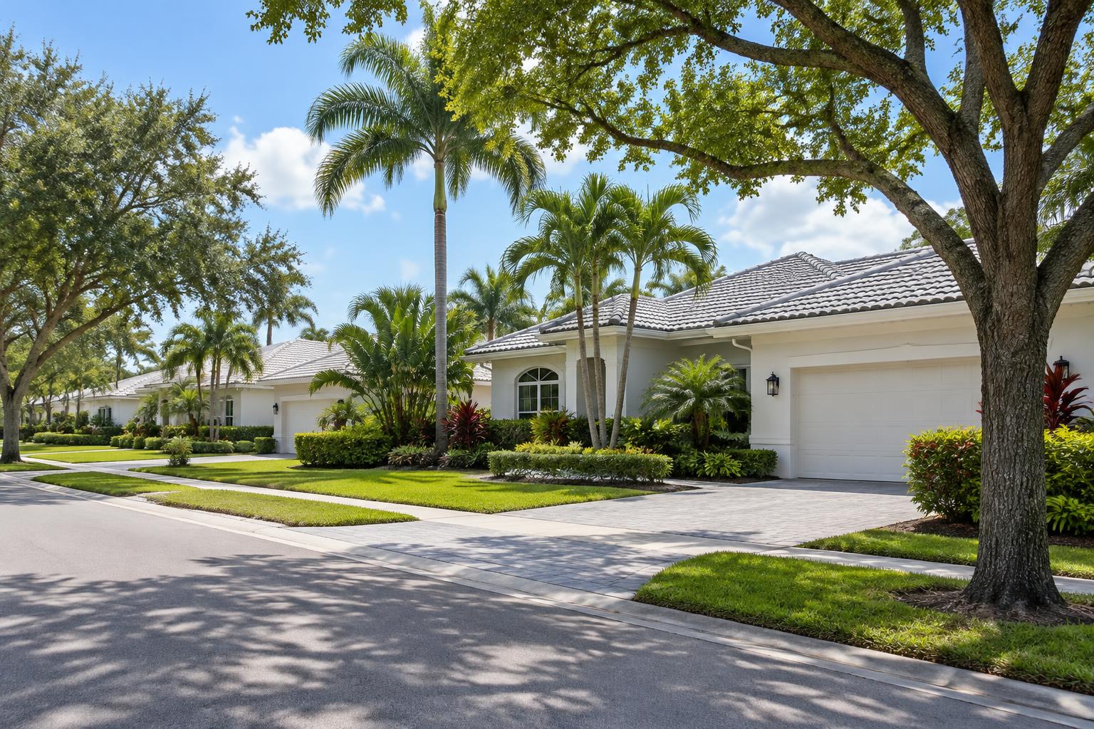Illustrative AI-generated South Florida residential street, not a listed property